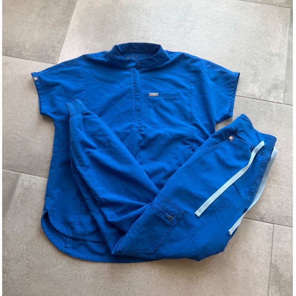 FIGS Royal Blue Scrub Set XS Top XXS HW Zamora Jogger Pants Technical PO# 2840